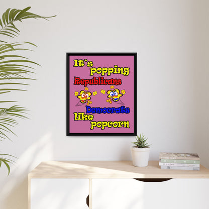 popping like popcorn - framed canvas art (light pink)