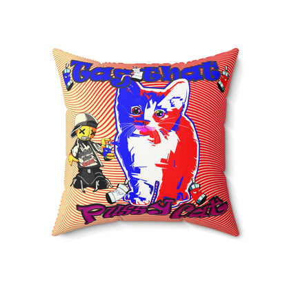 tag that - Faux Suede Square Pillow - (yellow-orange wave)