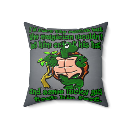 turtle race - Spun Polyester Square Pillow - (grey-light grey)