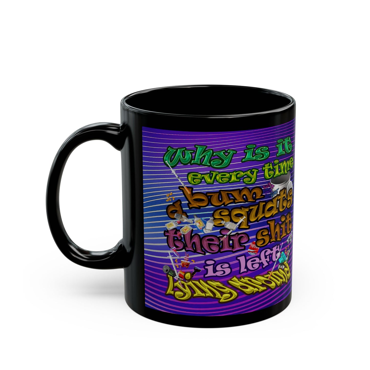 the bum's shit - Black Mug (purple wave)