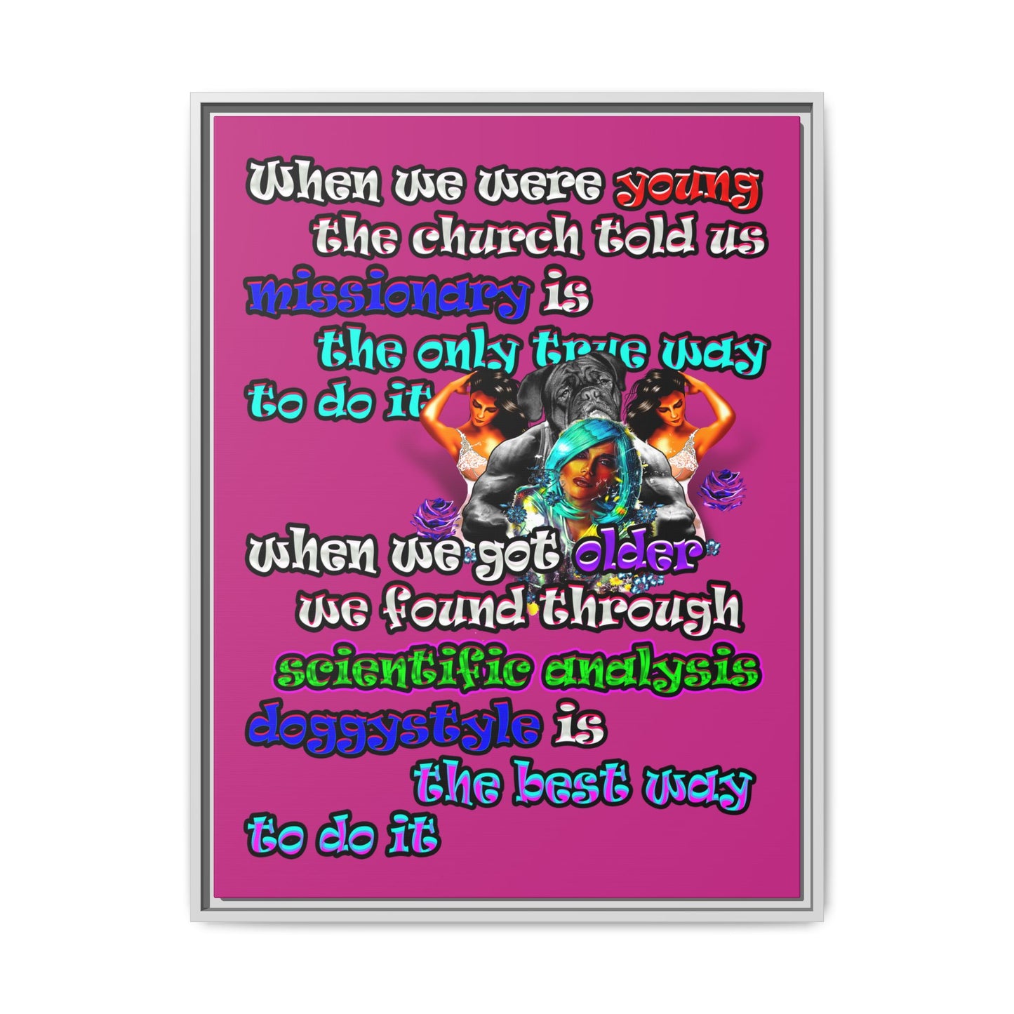 doggystyle - framed canvas art (pink)