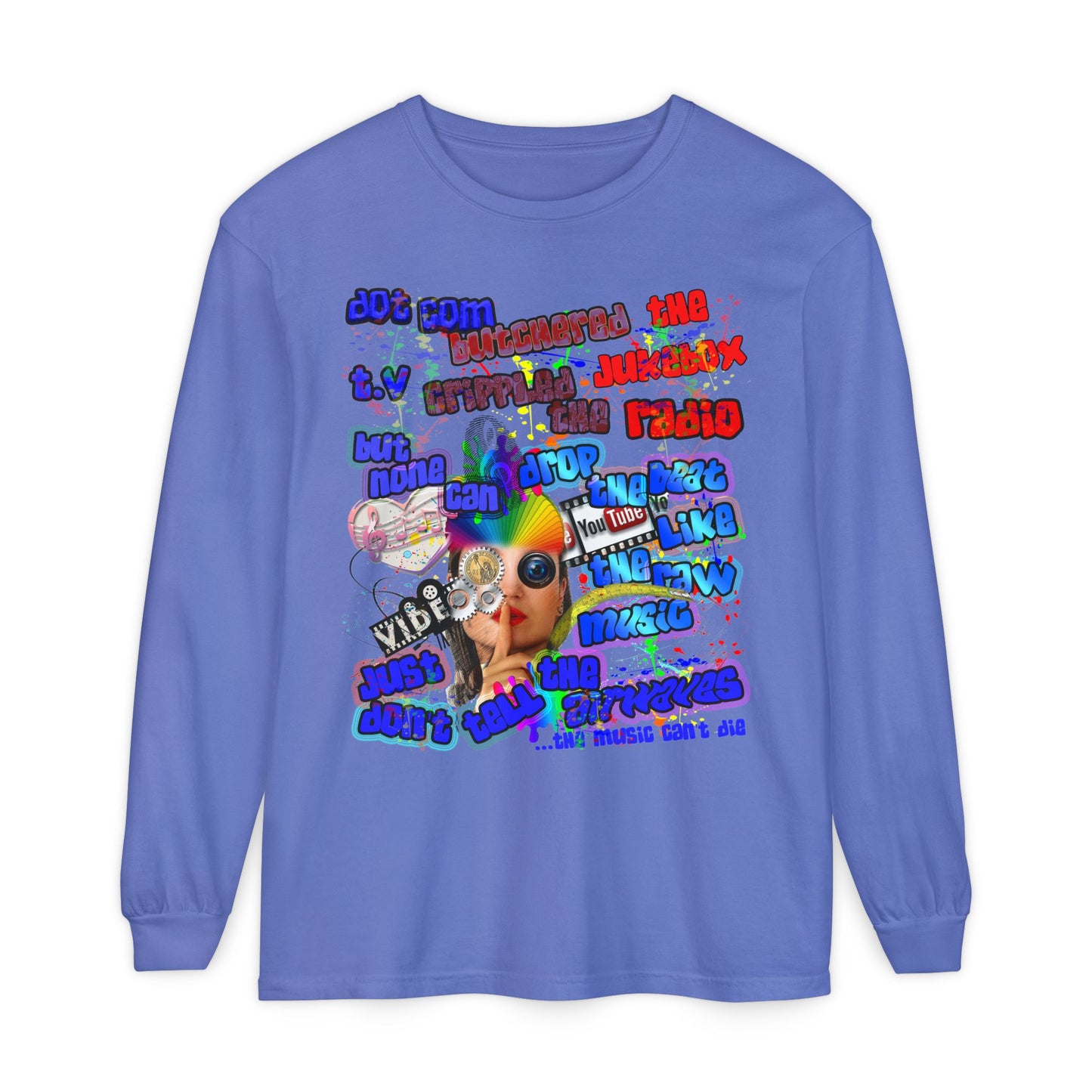 drop the beat - Unisex Garment-dyed Long Sleeve T-Shirt