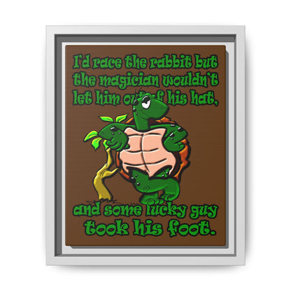 turtle race - framed canvas art (brown)