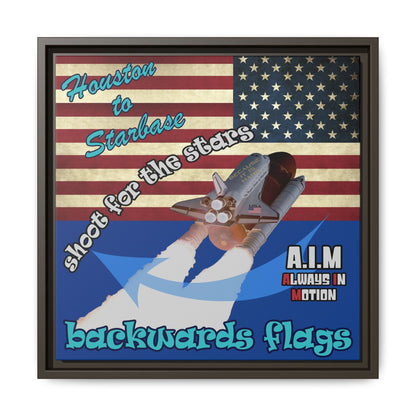 shoot for the stars - framed canvas art (dark blue)