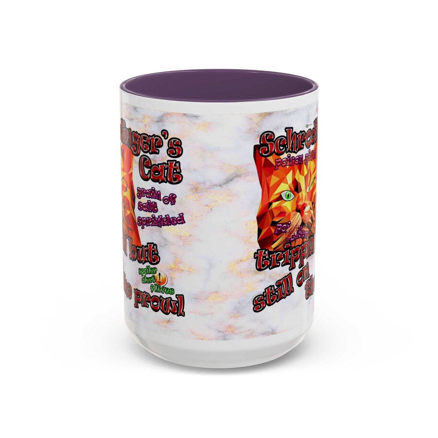 schrodinger's cat - Accent Mug (white marble)