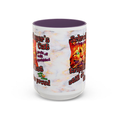 schrodinger's cat - Accent Mug (white marble)