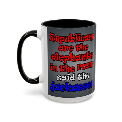donkeys and elephants - Accent Mug (grey-light grey)