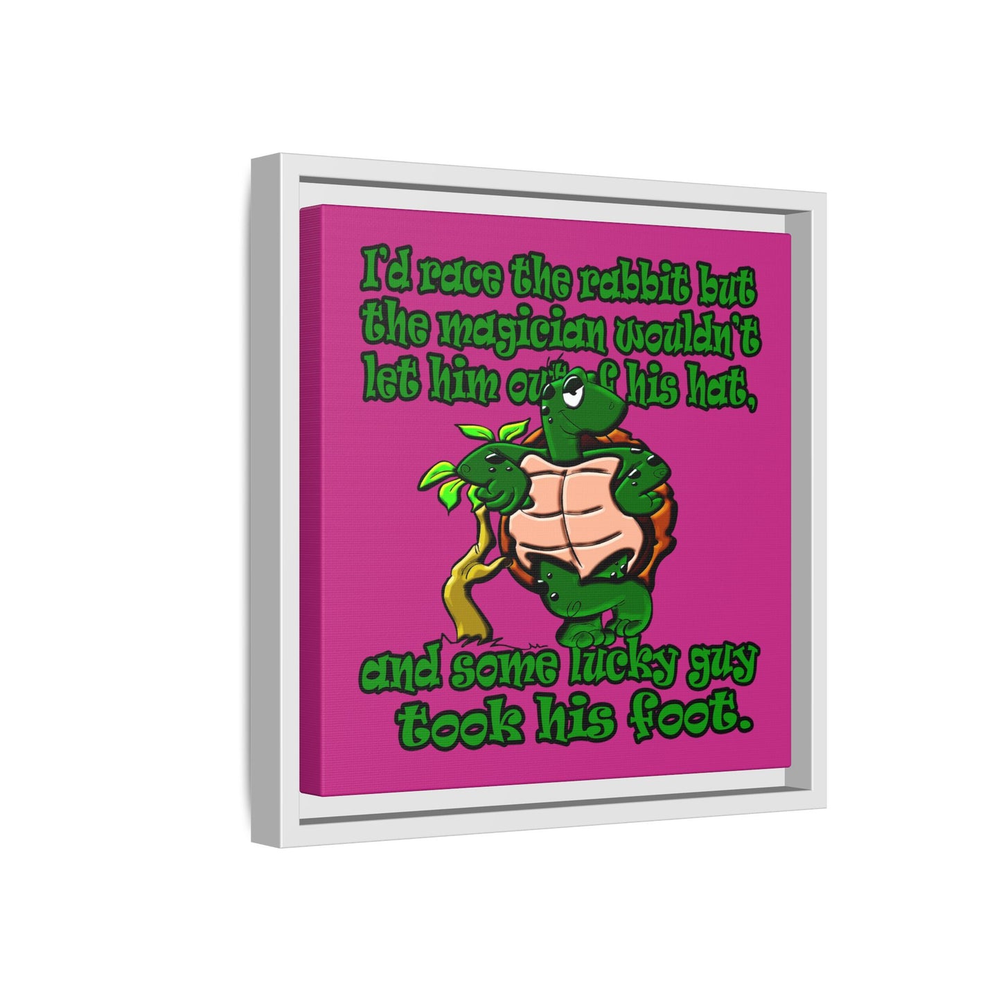 turtle race - framed canvas art (pink)