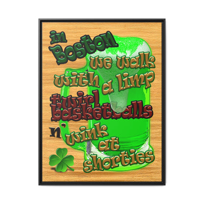 celtics logo - framed canvas art (butterscotch wood finish)