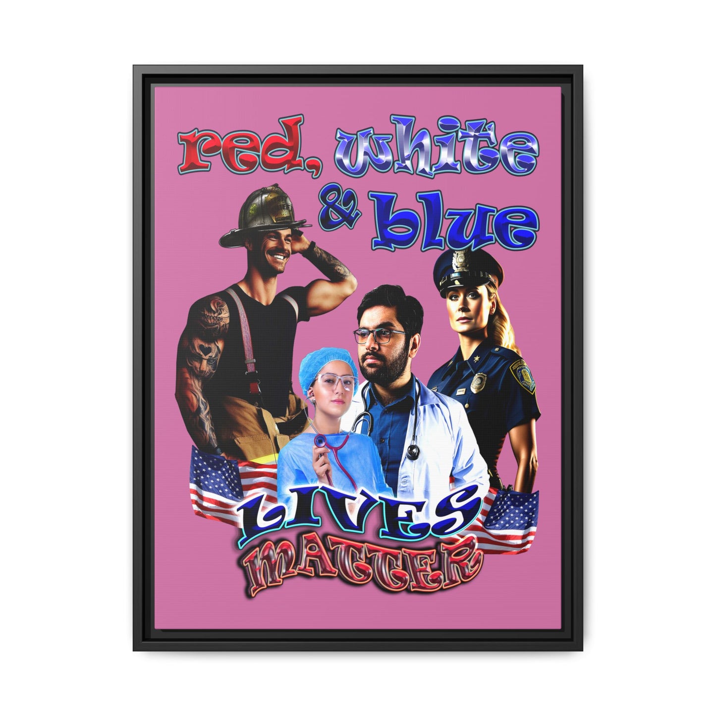 rw&b lives matter - framed canvas art (light pink)