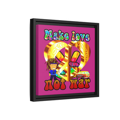 love peace - framed canvas art (pink)