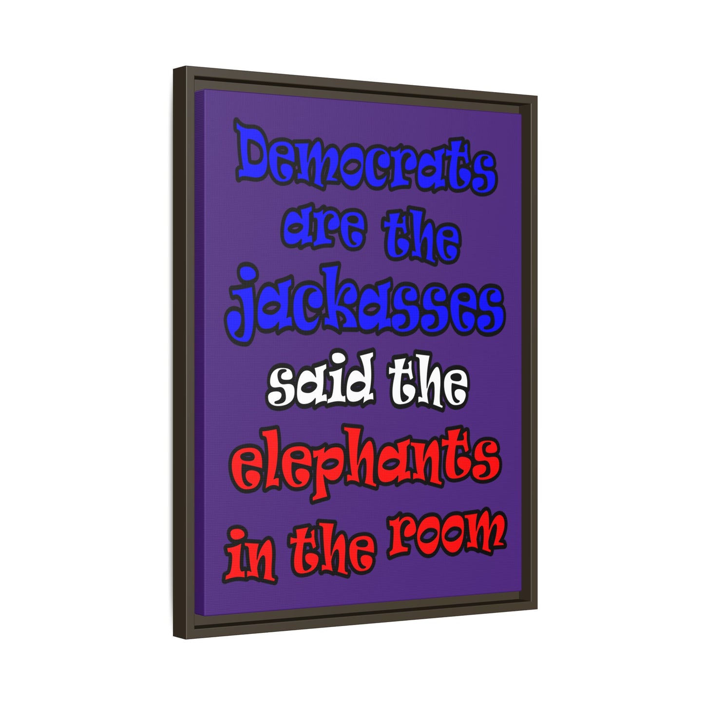 donkeys and elephants - framed canvas art (purple)