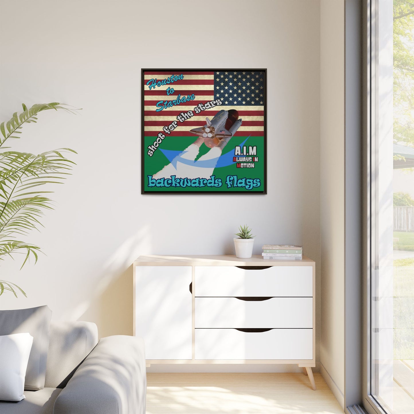 shoot for the stars - framed canvas art (dark green)