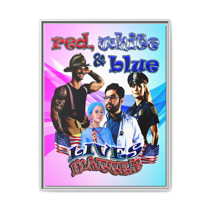 rw&b lives matter - framed canvas art (light blue-pink wave)