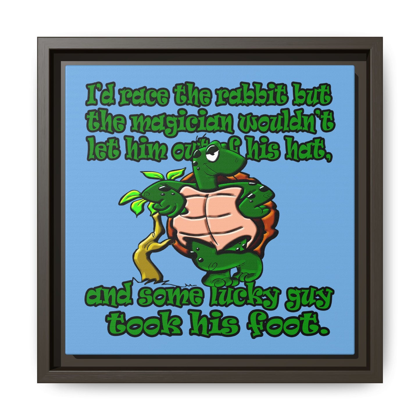 turtle race - framed canvas art (light blue)