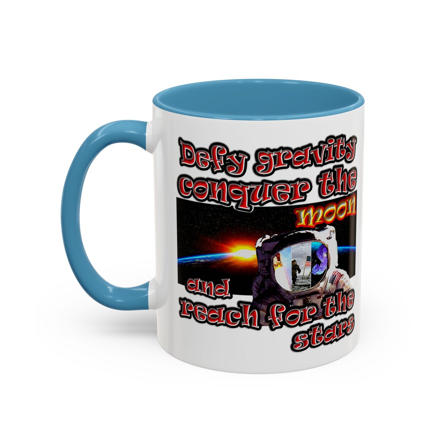 defy conquer reach - Accent Mug (white)