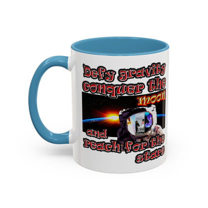 defy conquer reach - Accent Mug (white)