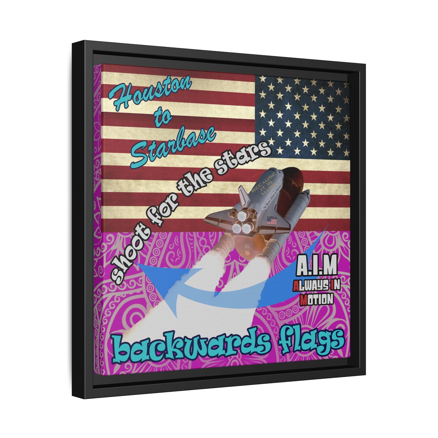 shoot for the stars - framed canvas art (pink swirl)