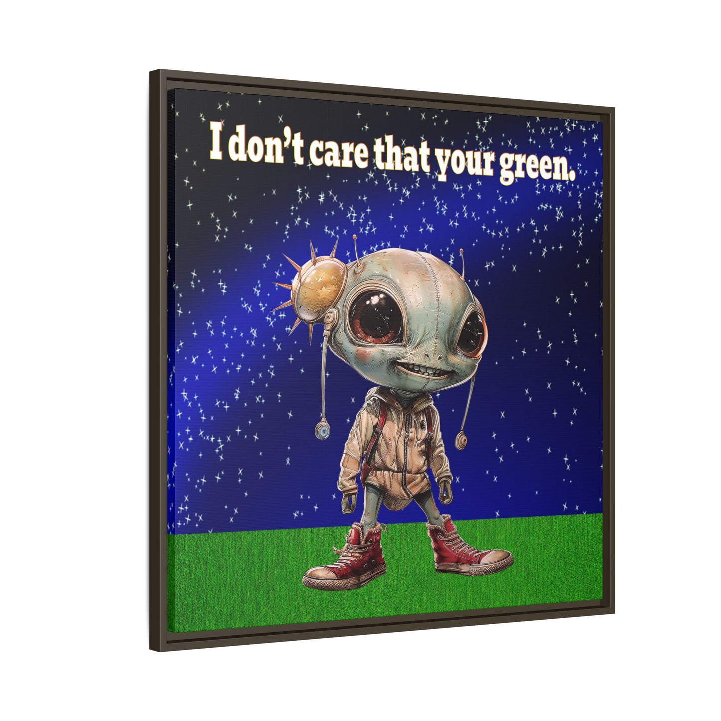 I don't care that your green - framed canvas art ('snoops' background)
