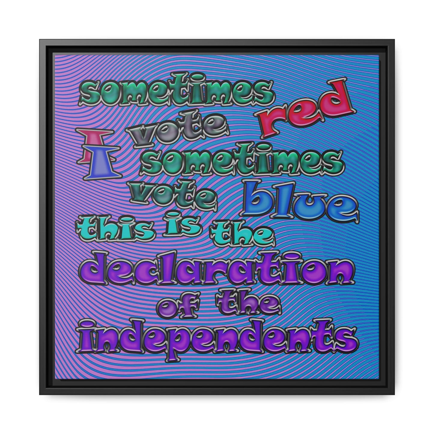 declaration of the independents - framed canvas art (light blue-purple wave)