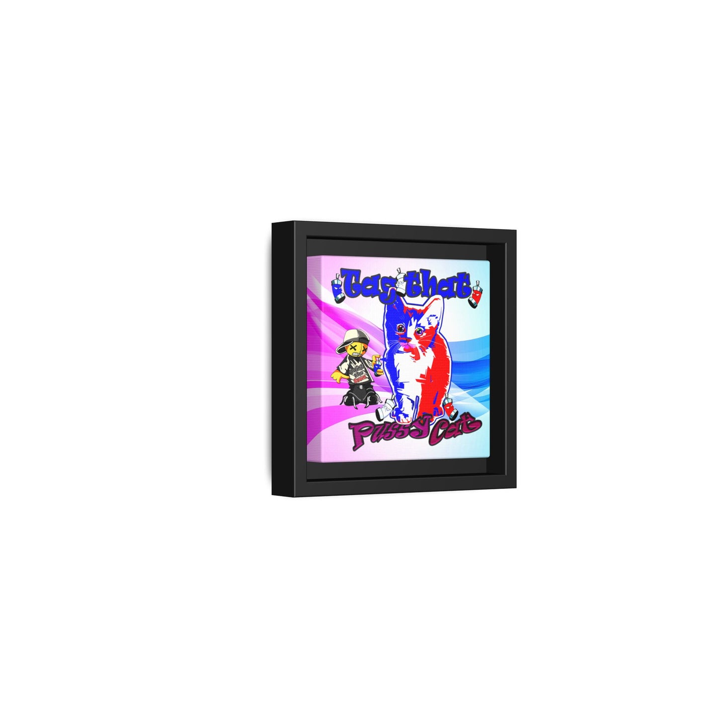 tag that - framed canvas art (light blue-pink wave)