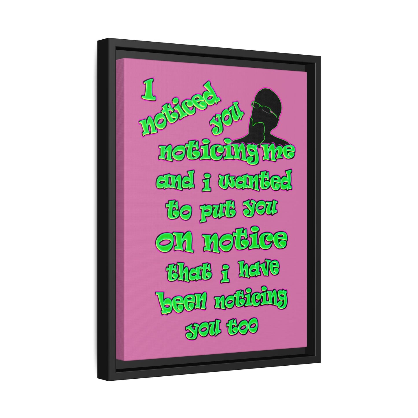 noticed you noticing - framed canvas art (light pink)
