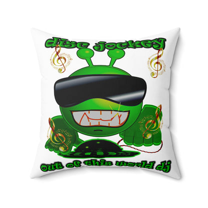 disc jockey - Spun Polyester Square Pillow - (white)