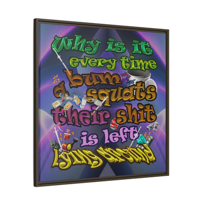 the bum's shit - framed canvas art (grey-pink wave)