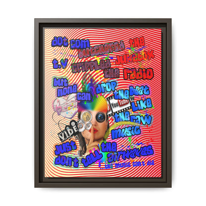 drop the beat - framed canvas art (yellow-orange wave)