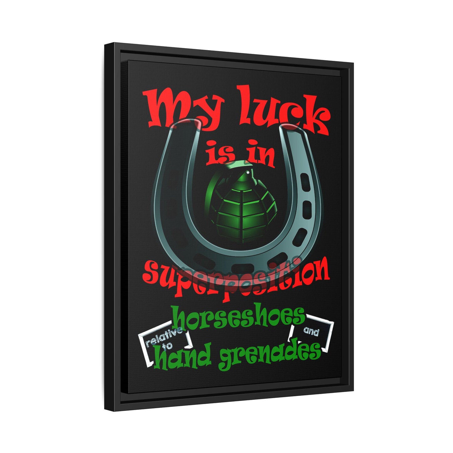 my luck - framed canvas art (black)