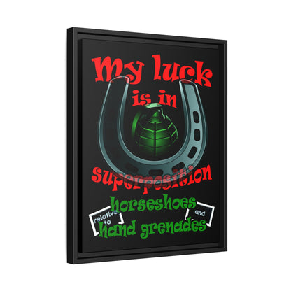 my luck - framed canvas art (black)