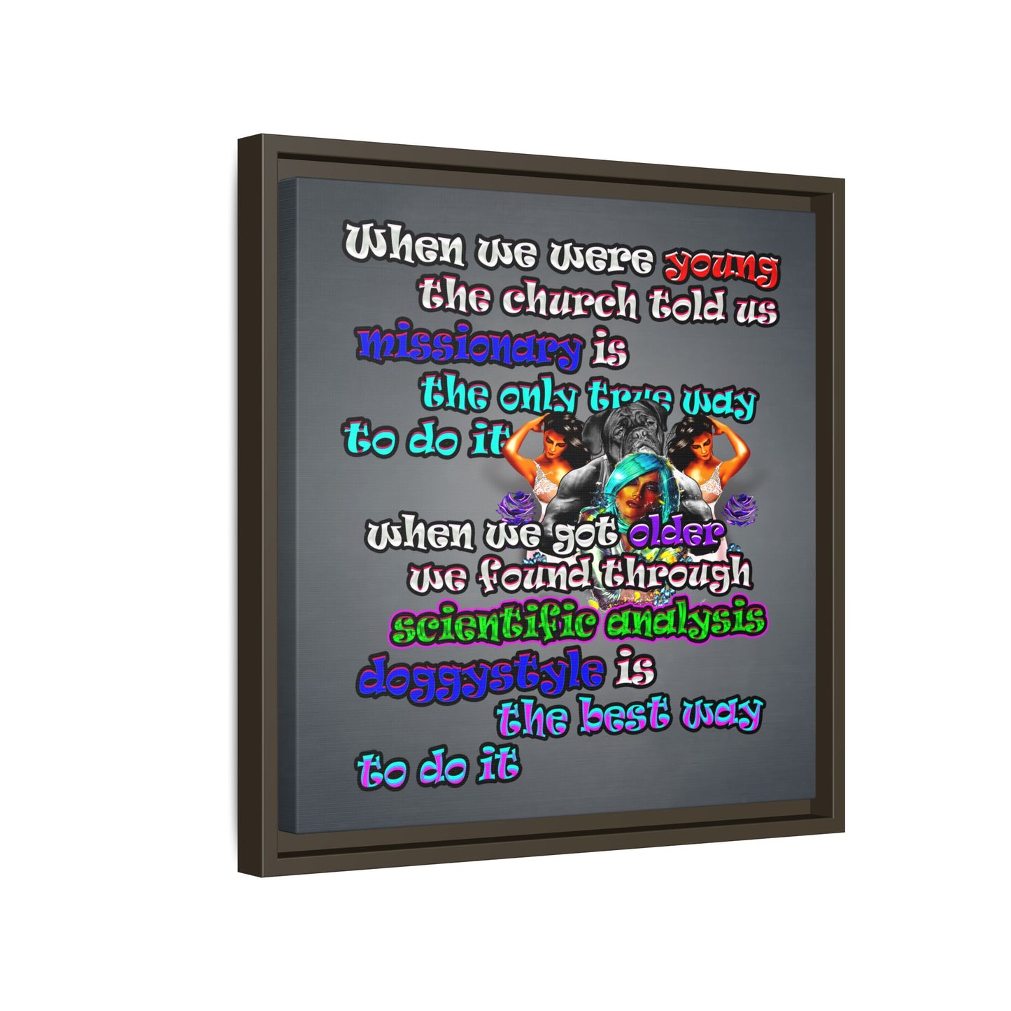 doggystyle - framed canvas art (grey-light grey)