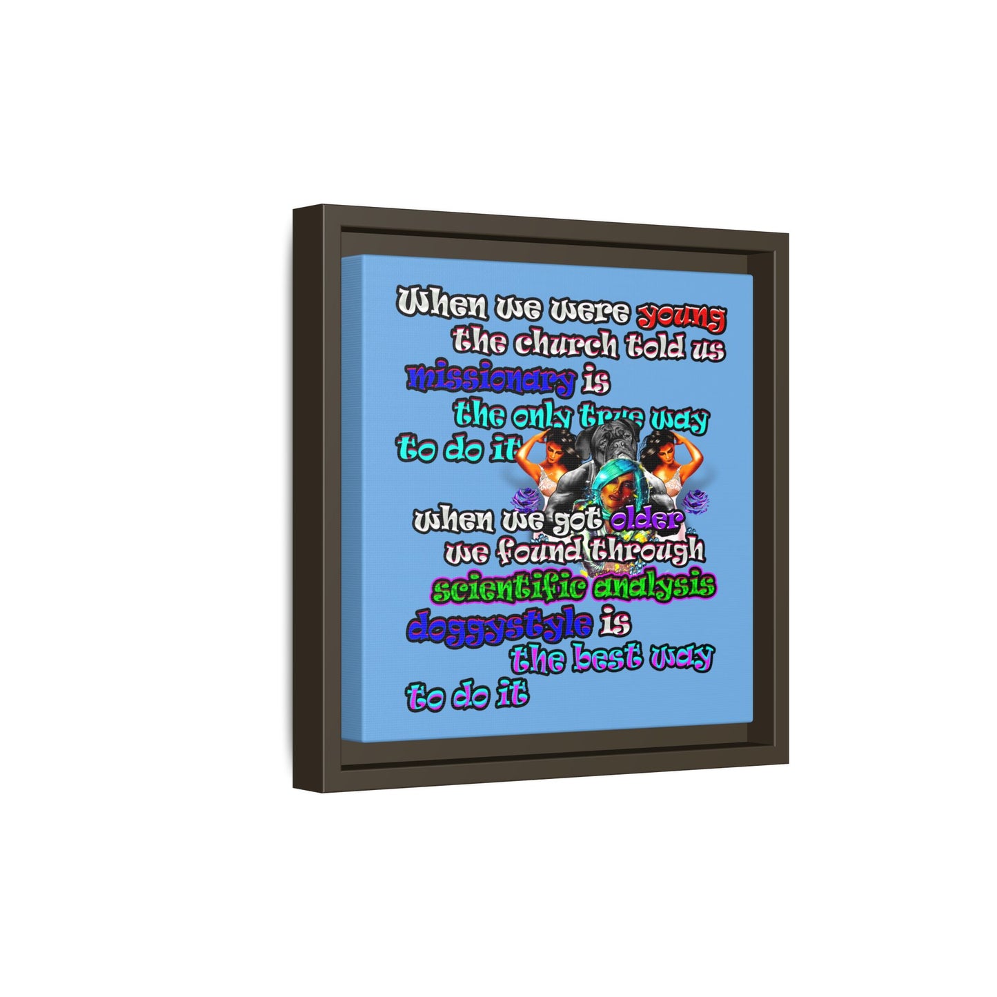 doggystyle - framed canvas art (light blue)