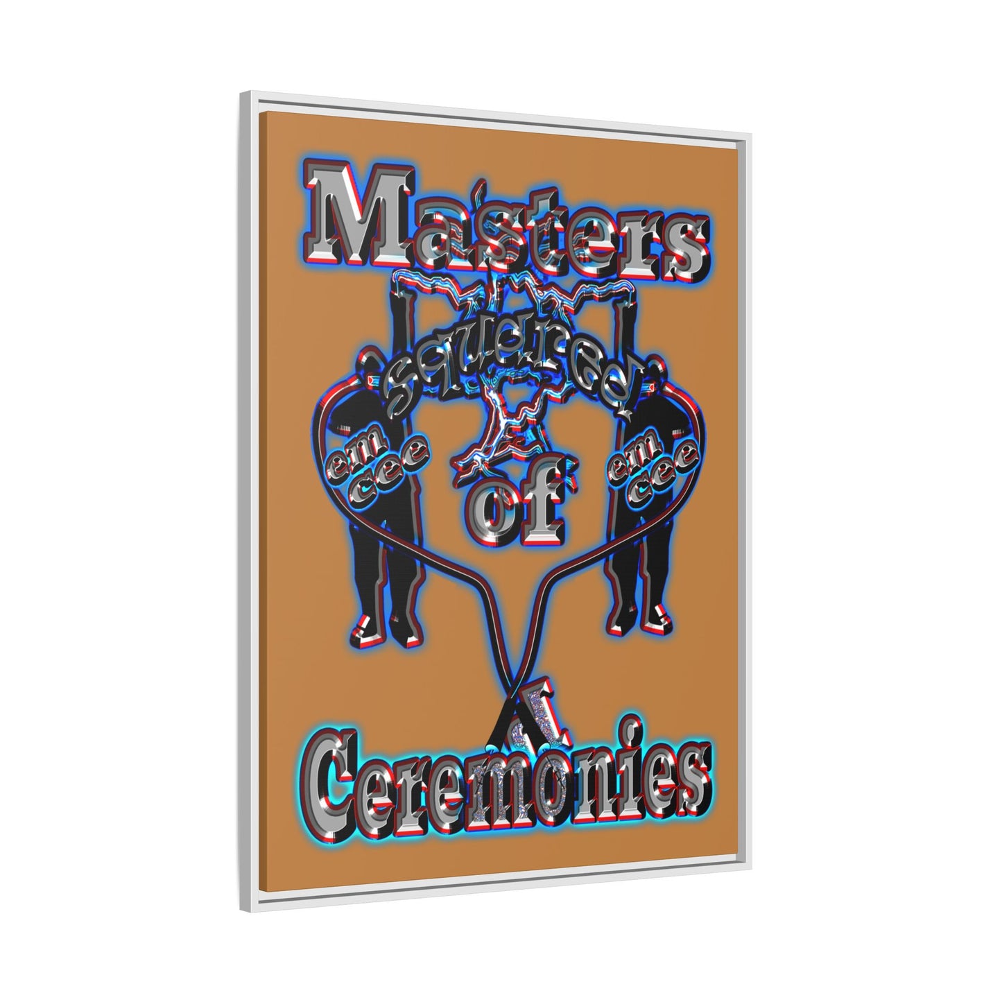 em cee squared - framed canvas art (light brown)