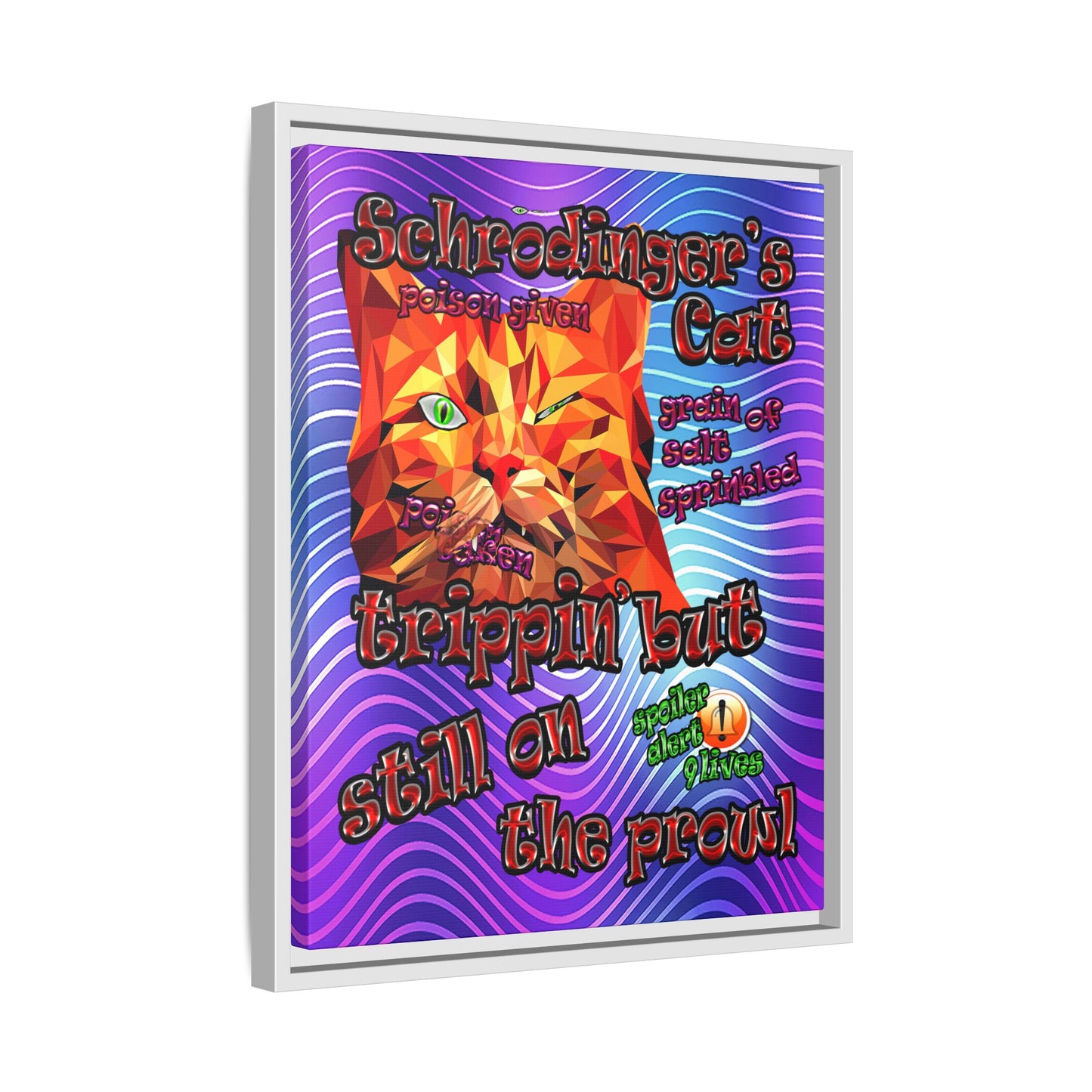 schrodinger's cat - framed canvas art (purple wave)