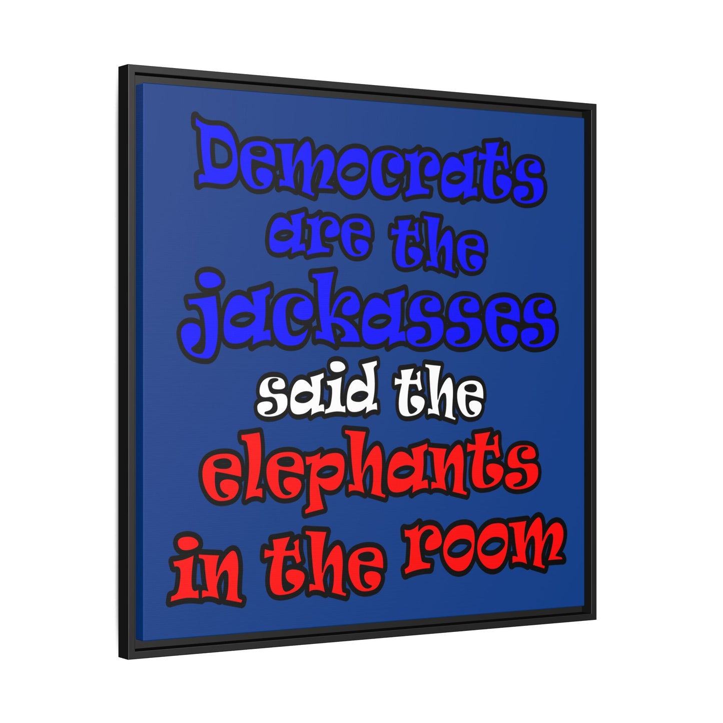 donkeys and elephants - framed canvas art (dark blue)