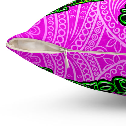 og - Spun Polyester Square Pillow - (pink swirl)