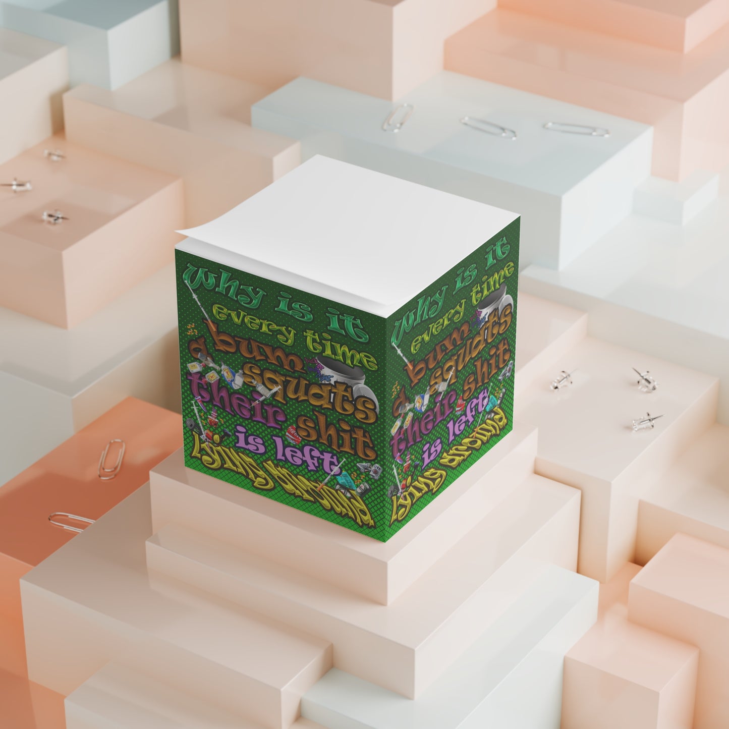 the bum's shit - note cube (logo green)