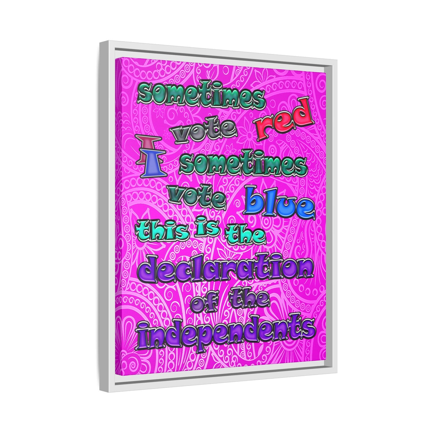 declaration of the independents - framed canvas art (pink swirl)