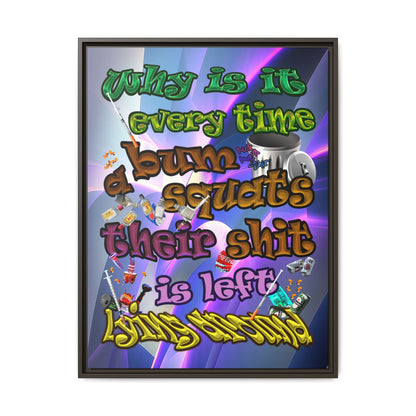 the bum's shit - framed canvas art (grey-pink wave)