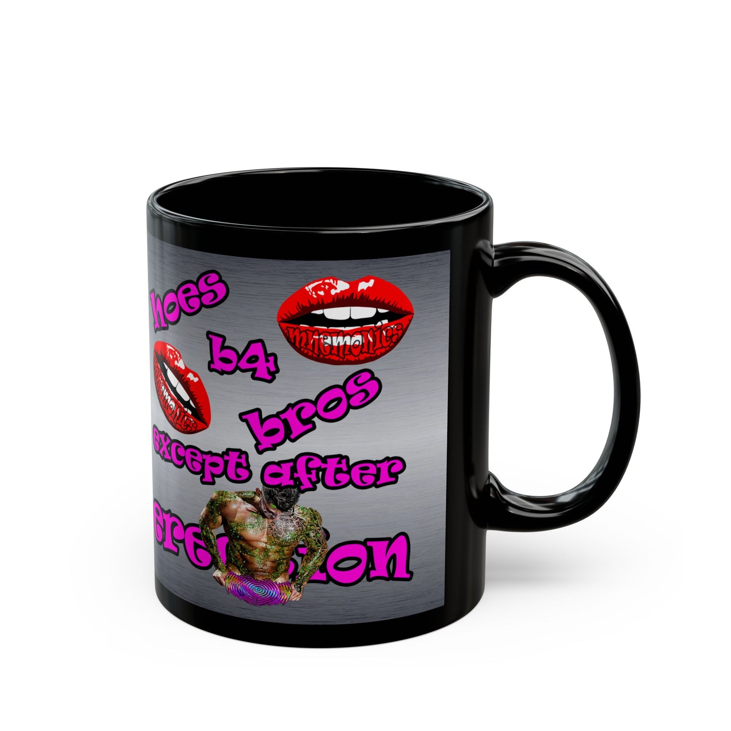 hoes b4 bros - Black Mug (brushed  nickel)
