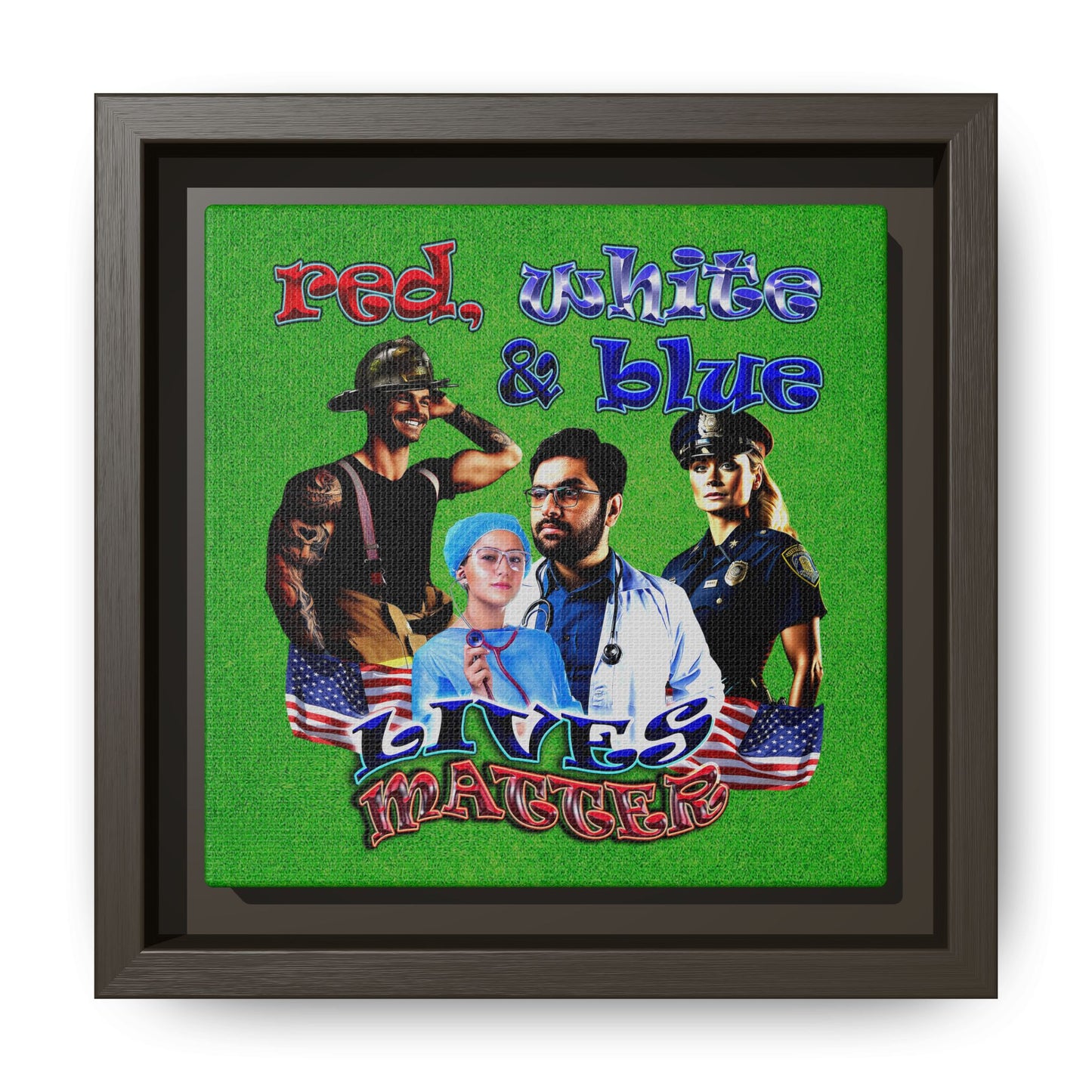 rw&b lives matter - framed canvas art (green turf)