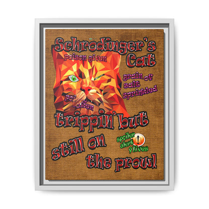 schrodinger's cat - framed canvas art (brown papyrus)