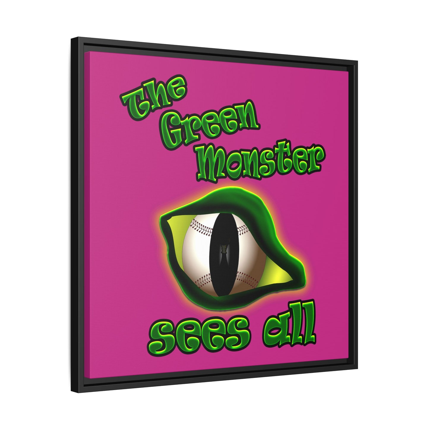 green monster - framed canvas art (pink)