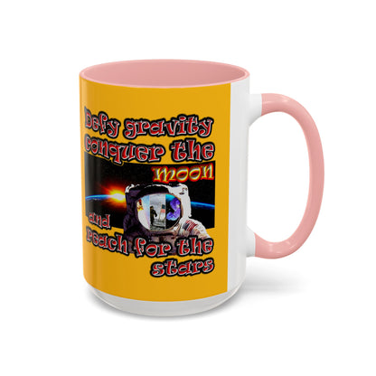 defy conquer reach - Accent Mug (yellow)