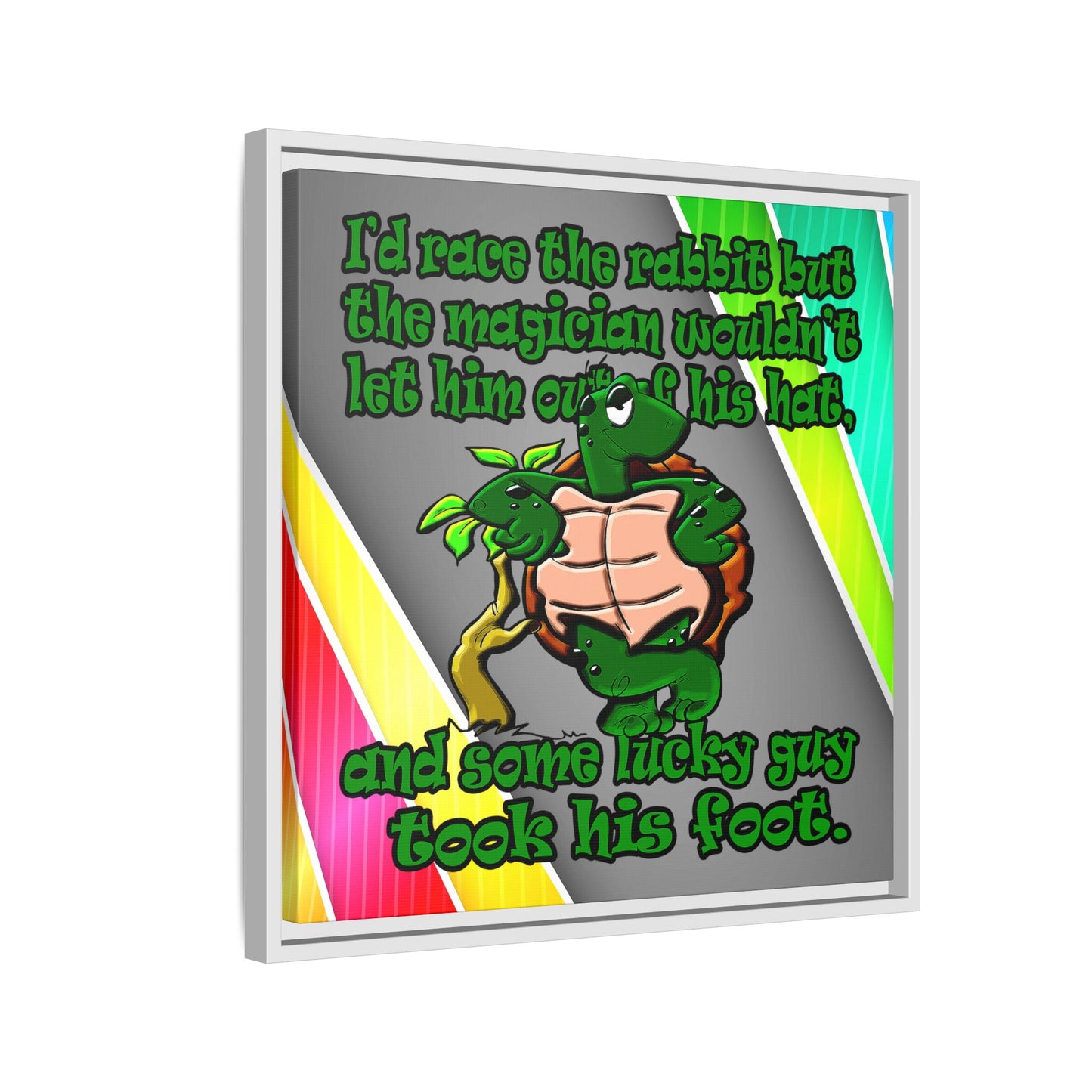 turtle race - framed canvas art (rainbow split)
