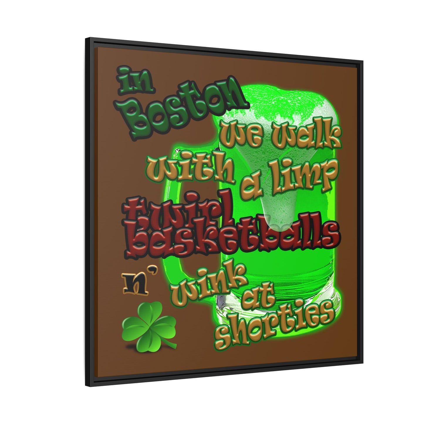 celtics logo - framed canvas art (brown)