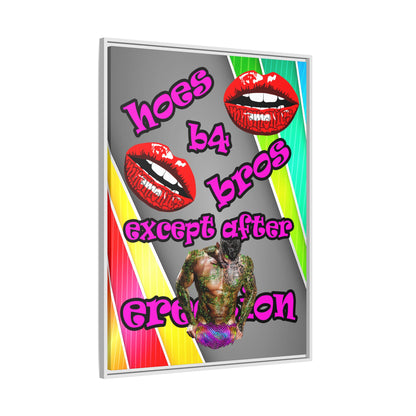 hoes b4 bros - framed canvas art (rainbow split)