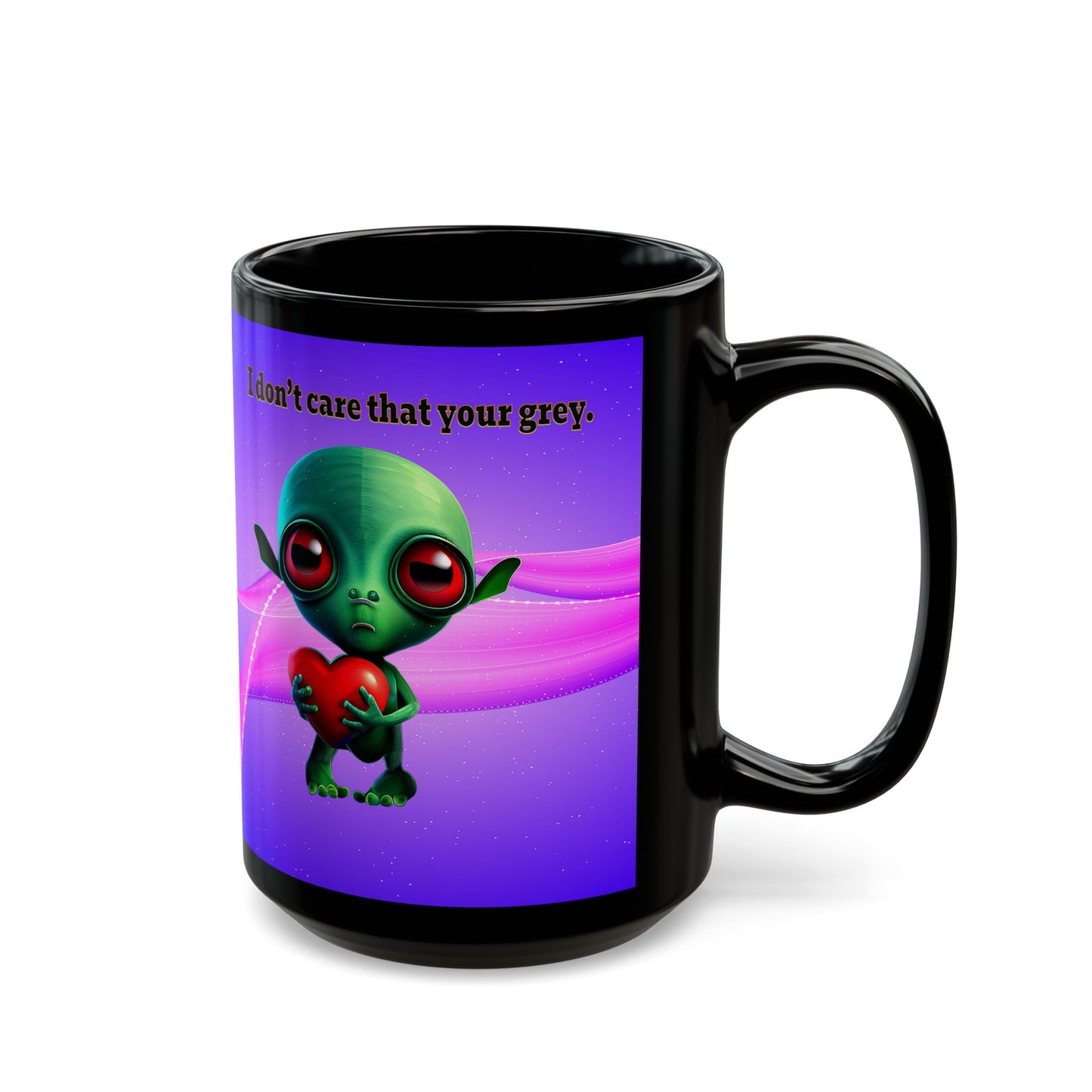 I don't care that your grey - Black Mug (purple-pink wave)