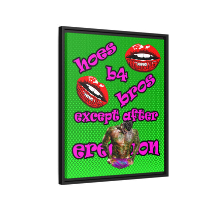 hoes b4 bros - framed canvas art (logo green)
